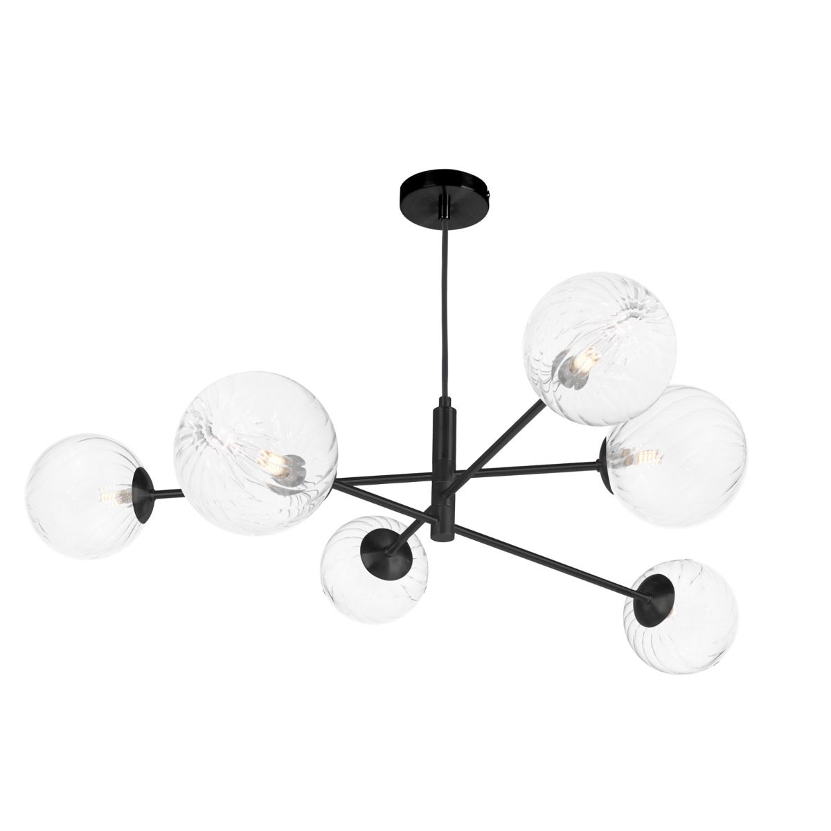Vignette 6 Light Pendant Matt Black With Closed Glass
