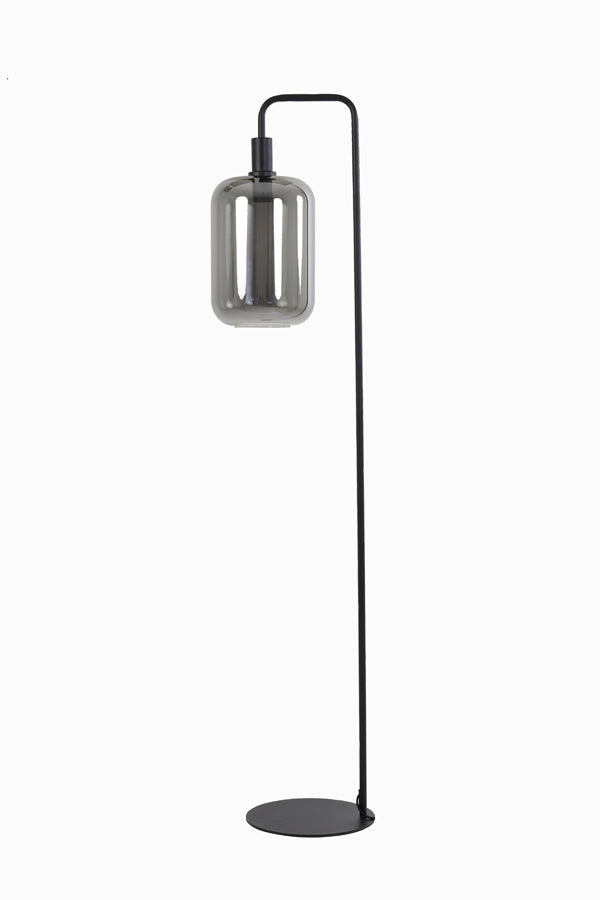 Elegant Lekar Black Floor Lamp with Smoked Glass, 35.5x28x155 cm