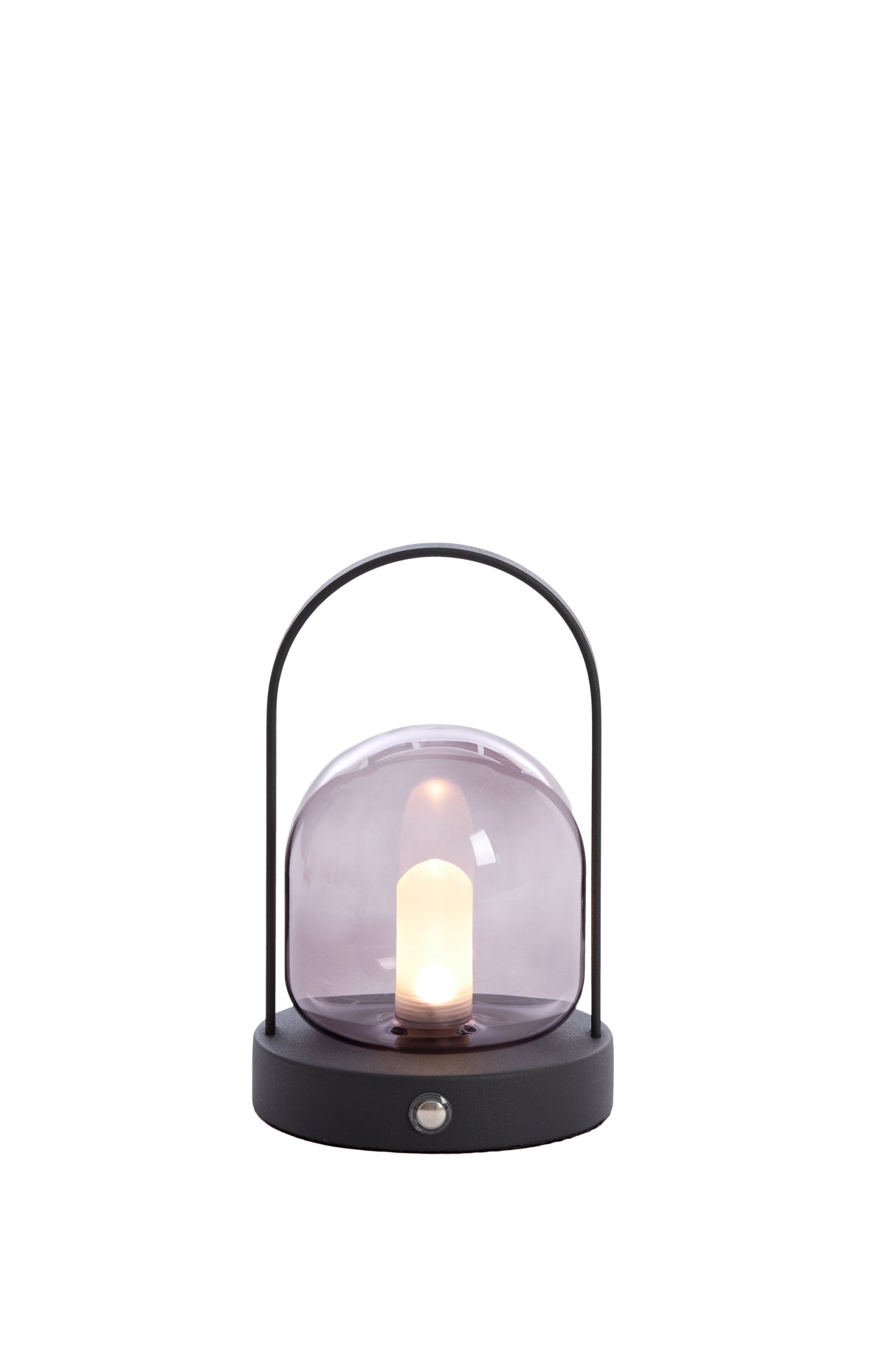 Smoked Glass LED Table Lamp Ø12x19 cm with Matte Black Finish - Yeremi Design