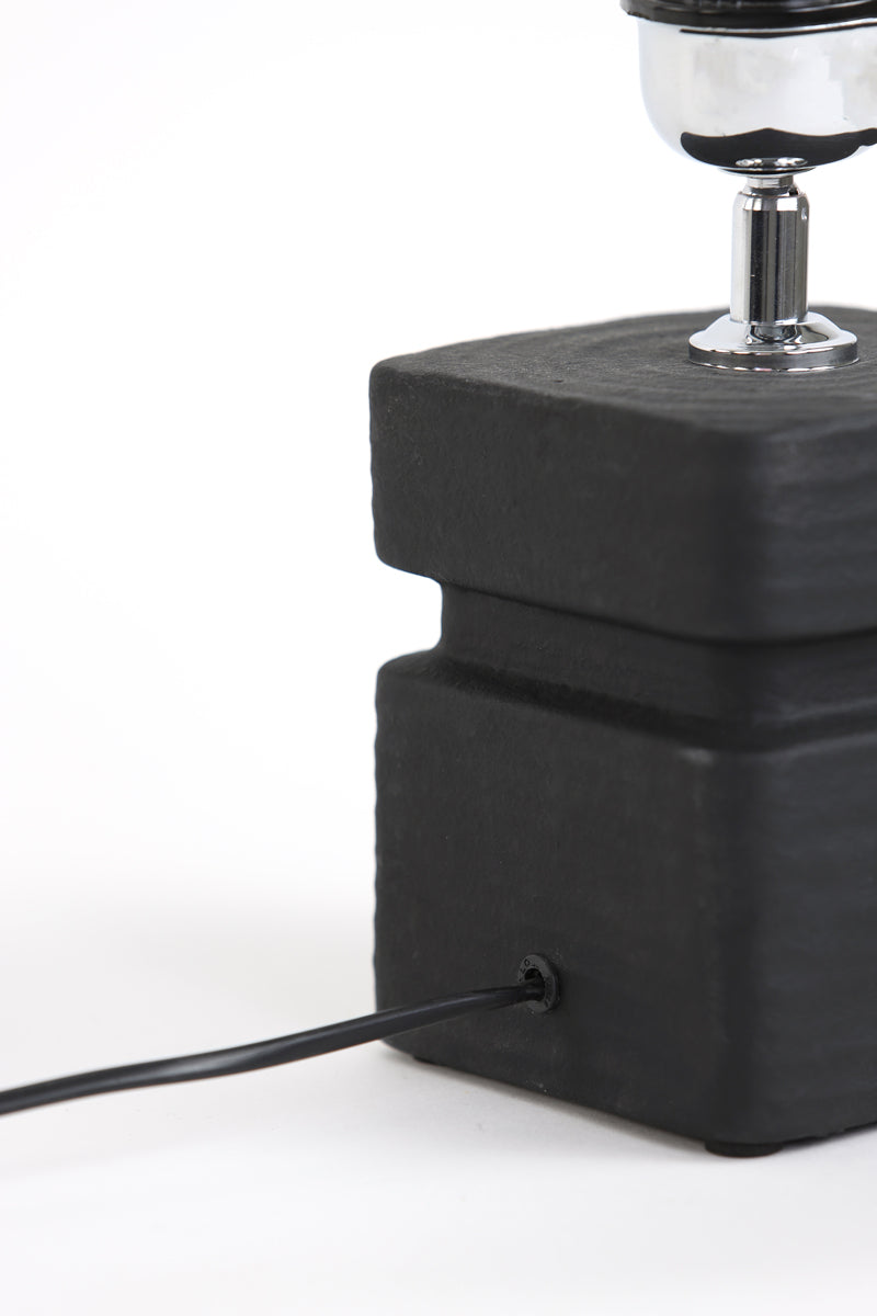 Sleek Black Ceramic Lamp Base, 12.5x12.5x24.5 cm