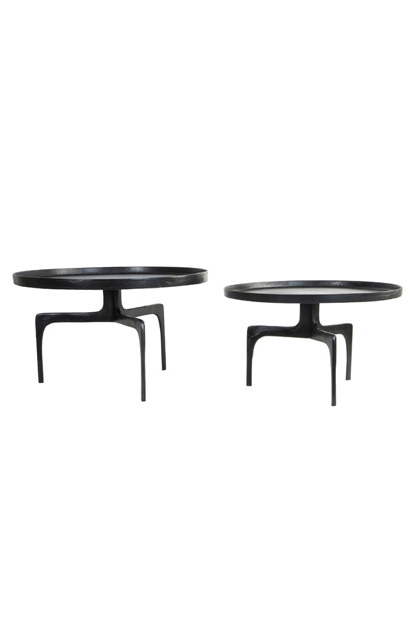 Rustic Elegance: Set of Two Dark Bronze Coffee Tables (Ø64x39 & Ø75x44 cm)