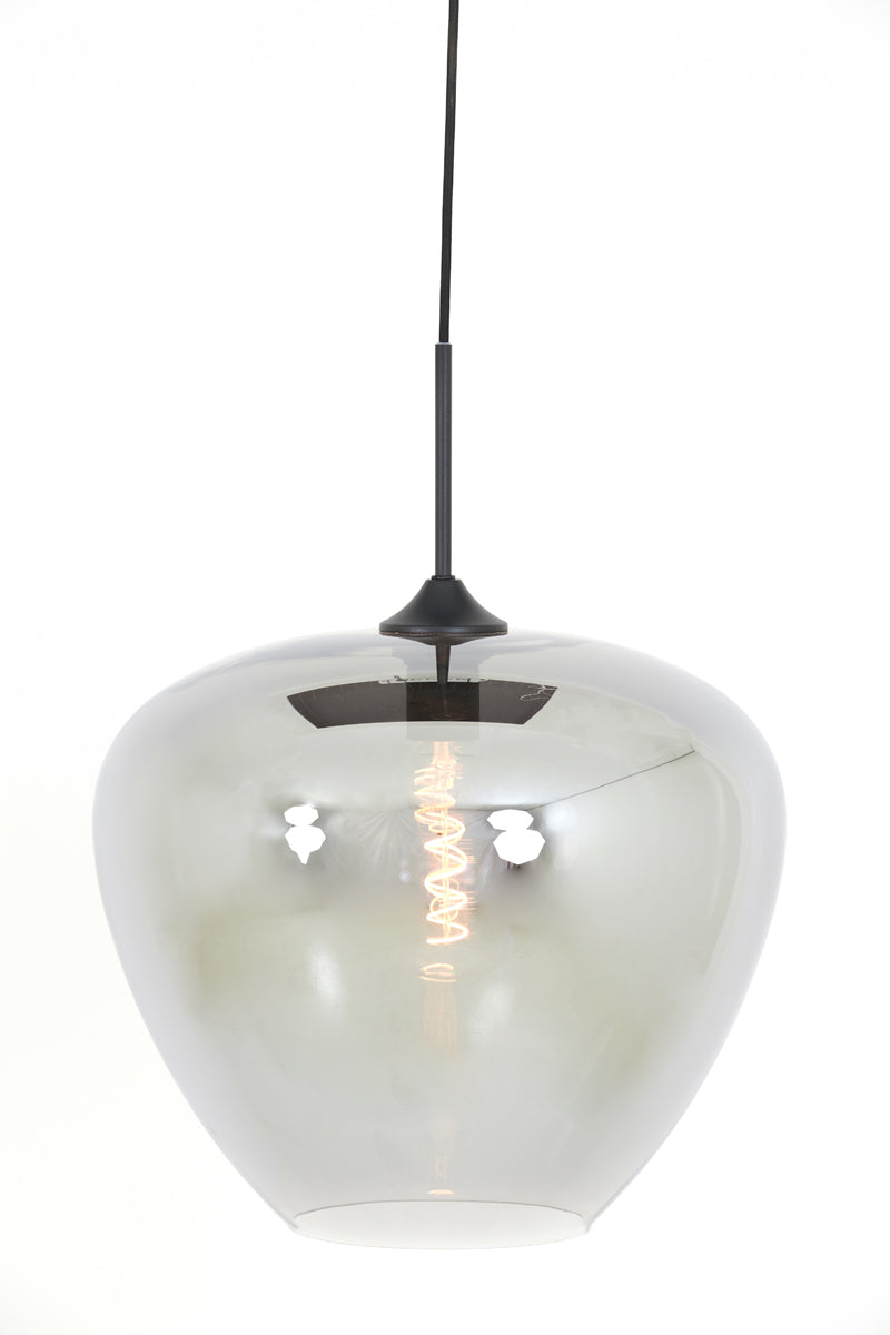 Smoked Glass and Matte Black Hanging Lamp, 40x34 cm - Mayson Series