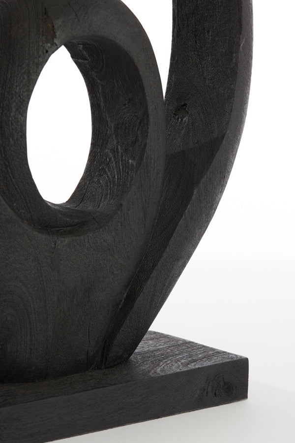 Sculptural Wooden Ornament in Matte Black Finish, 40x14x60 cm