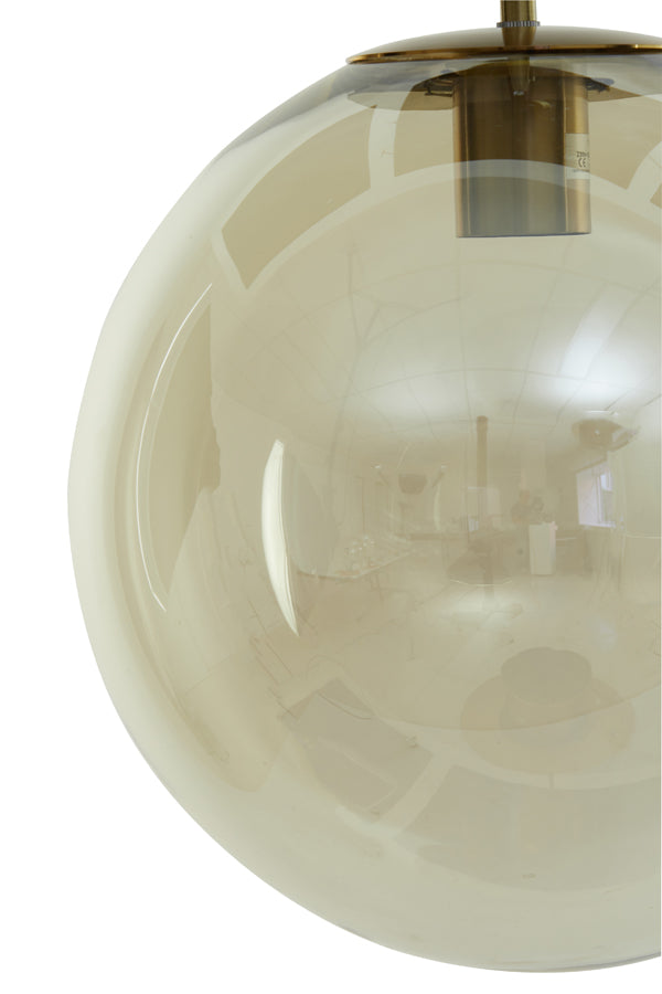 Antique Bronze Medina Pendant Lamp with Amber Glass, 48 cm Diameter