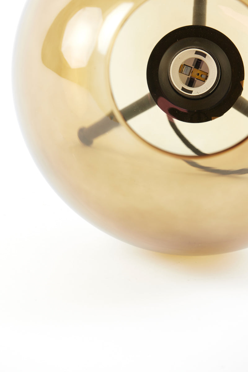 Elegant Mayson Glass Table Lamp in Warm Amber Hue and Matte Black Finish