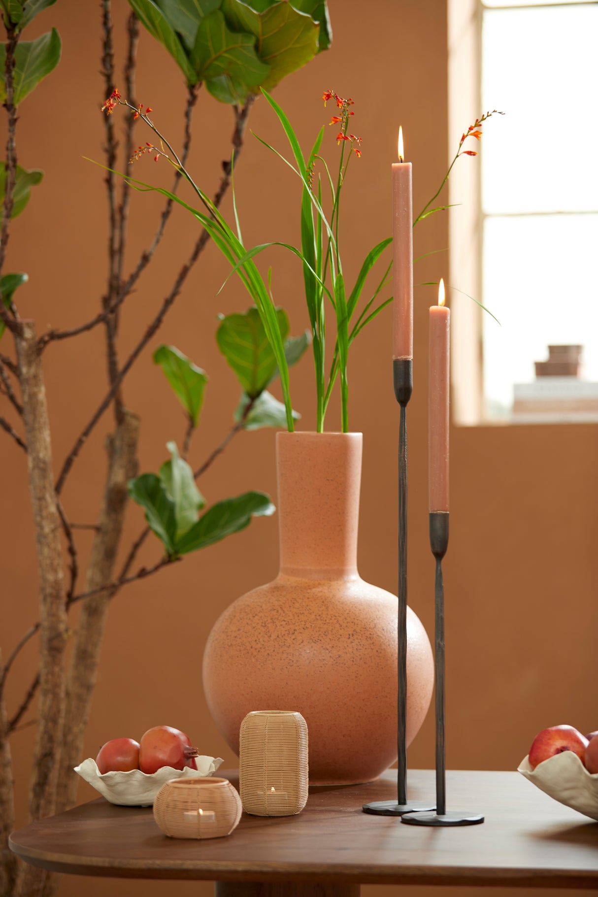 Peach Glow Tealight Candle Holder Ø9x13 cm - Bianu Collection