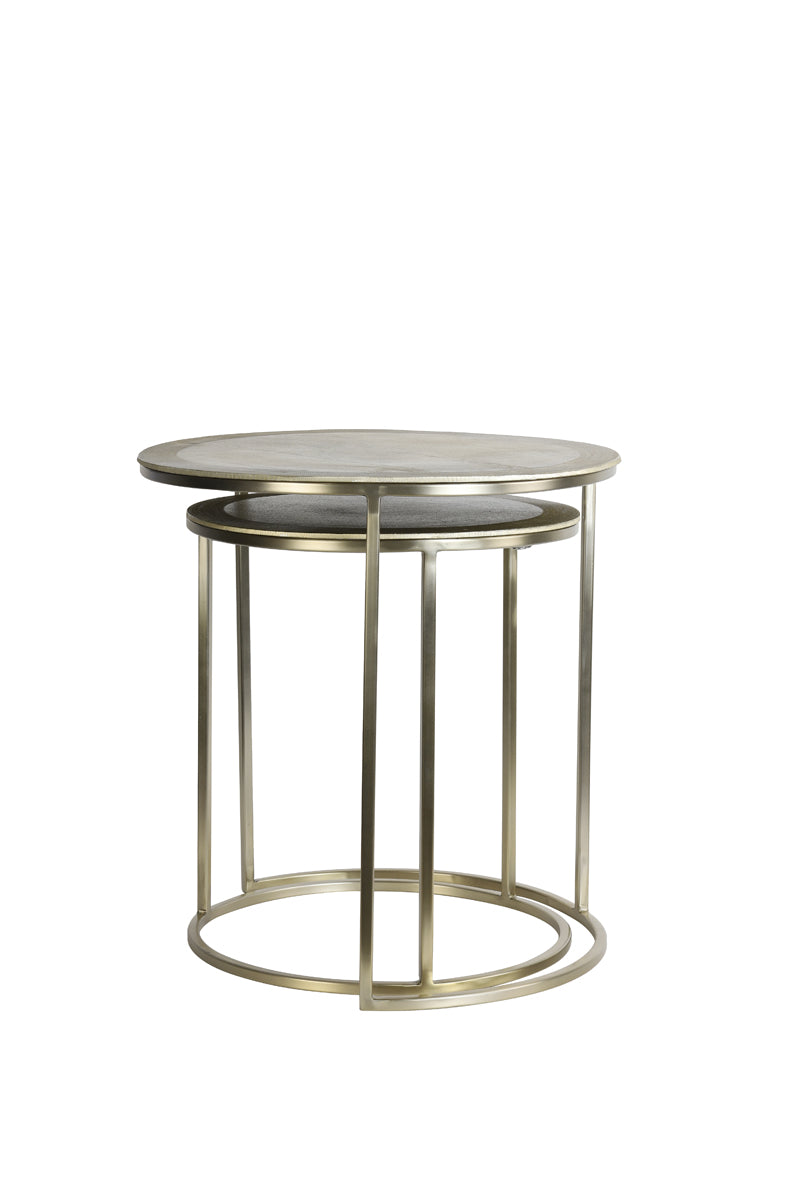 Gold Nested Side Tables Set (2) - 40x45cm & 50x52cm Talca Design