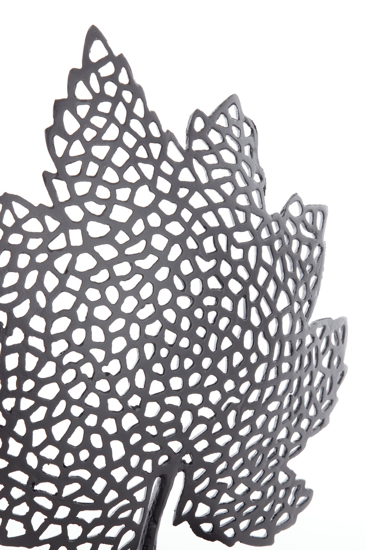 Black Leaf Ornament on Stand 36x10x41 cm