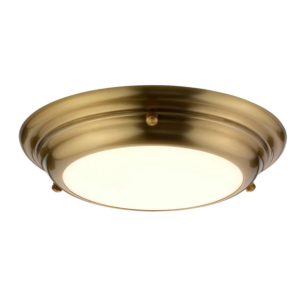Welland Ultra-Slim LED Flush Ceiling Light - Aged Brass Finish