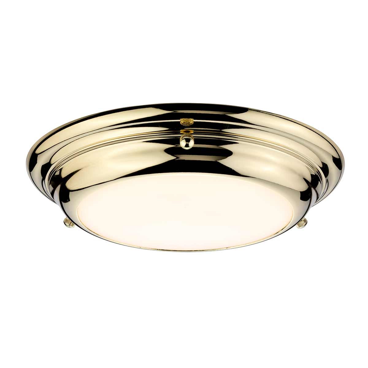Welland Mini LED Flush Ceiling Light in Polished Brass - IP54 Rated