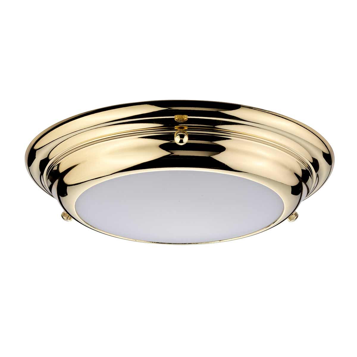 Welland Mini LED Flush Ceiling Light in Polished Brass - IP54 Rated