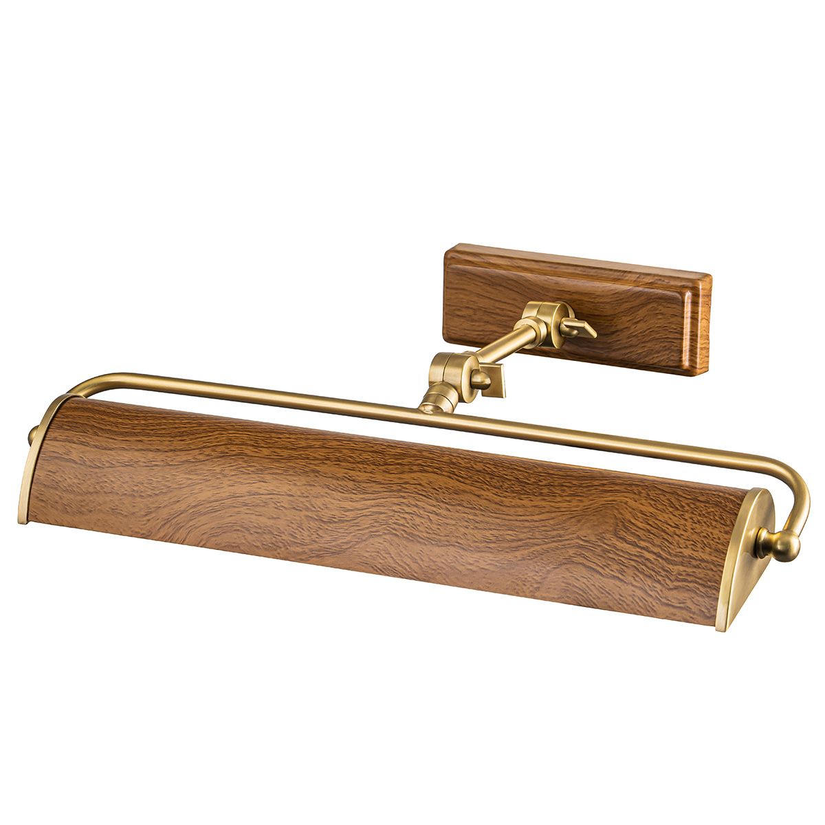 Winchfield 2lt Medium Picture Light Aged Brass & Oak Effect