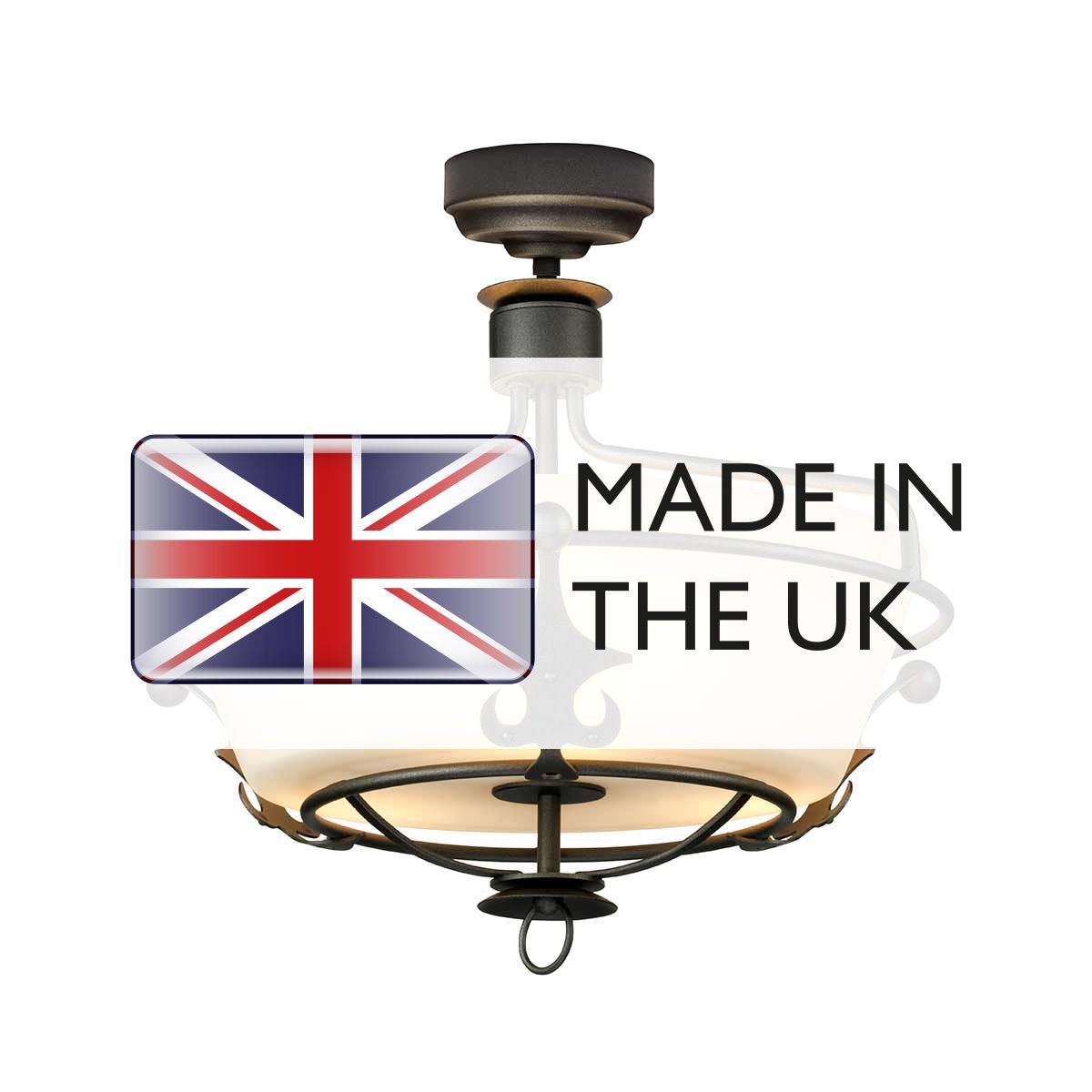 Windsor Graphite 3-Light Crown Pendant/Semi-Flush Chandelier