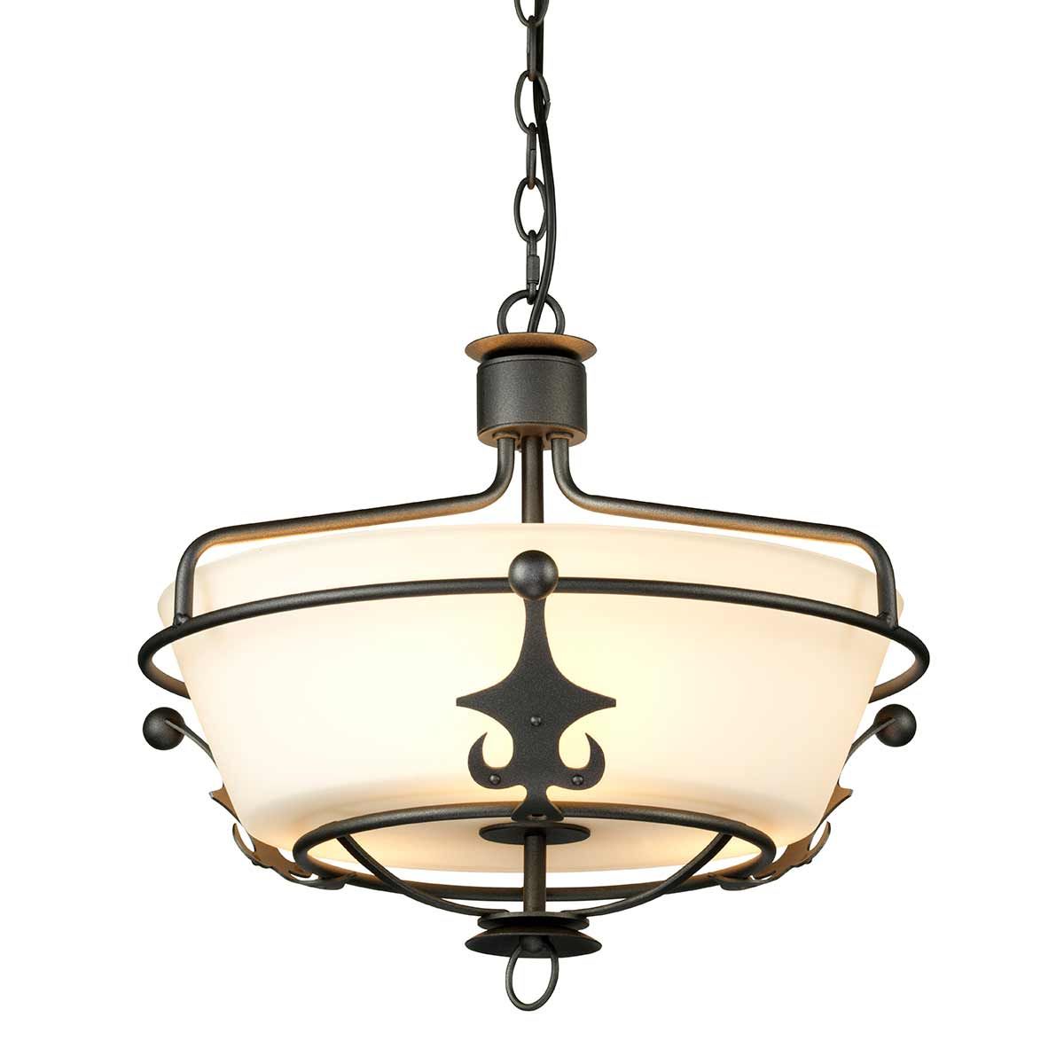 Windsor Graphite 3-Light Crown Pendant/Semi-Flush Chandelier