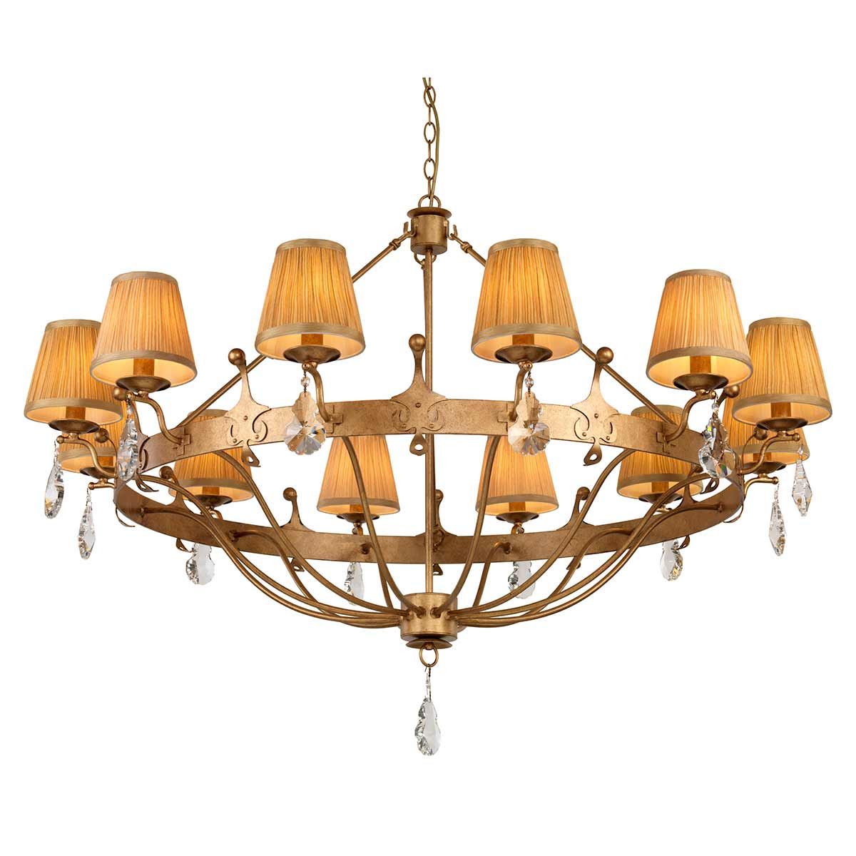 Regal Gold Patina 12-Light Chandelier - Windsor Collection