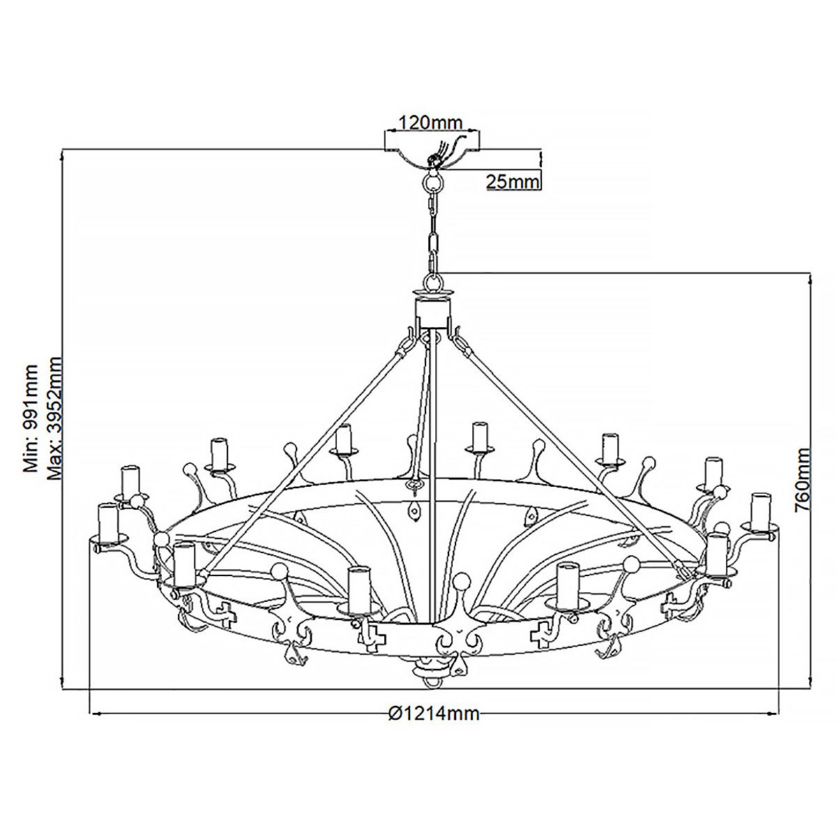 Regal Elegance 12-Light Chandelier - Graphite