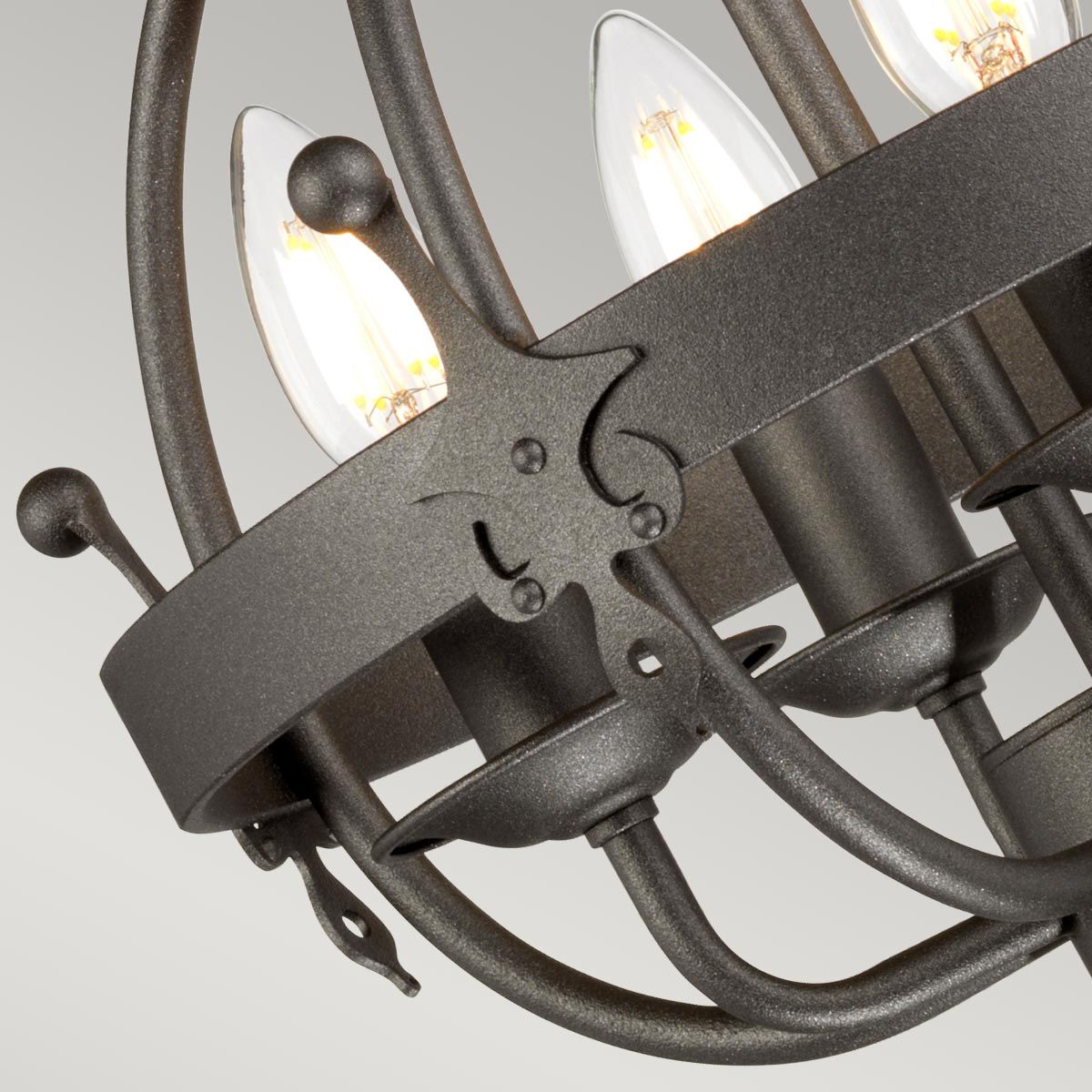 Windsor Graphite Royal Crown 4 Light Steel Chandelier