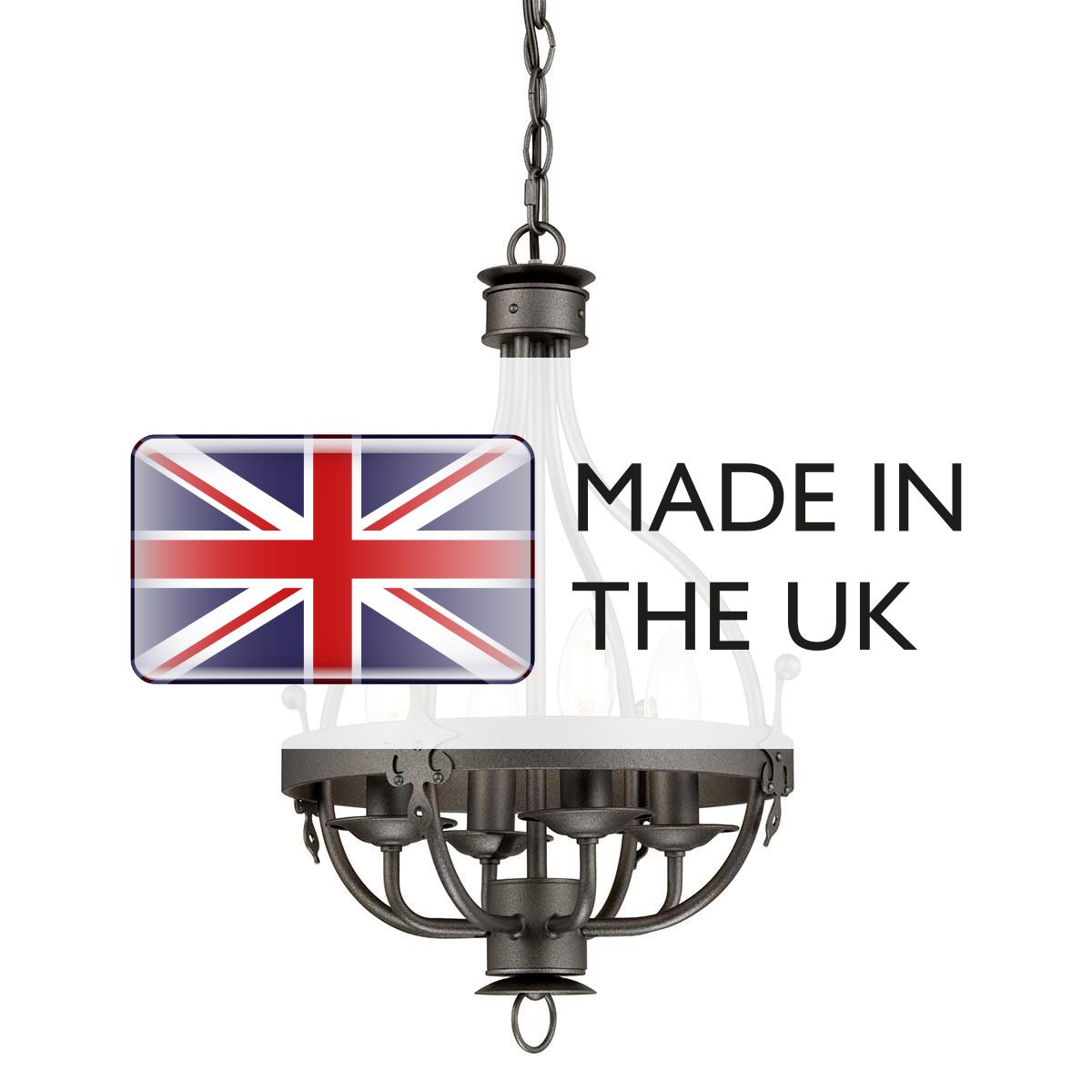 Windsor Graphite Royal Crown 4 Light Steel Chandelier
