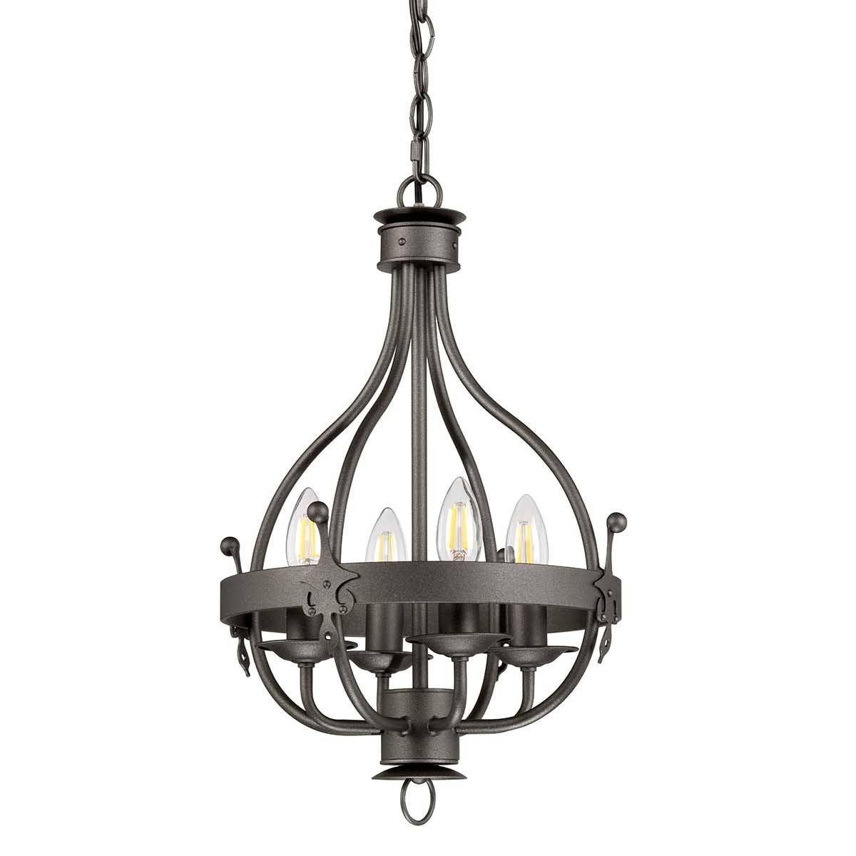 Windsor Graphite Royal Crown 4 Light Steel Chandelier