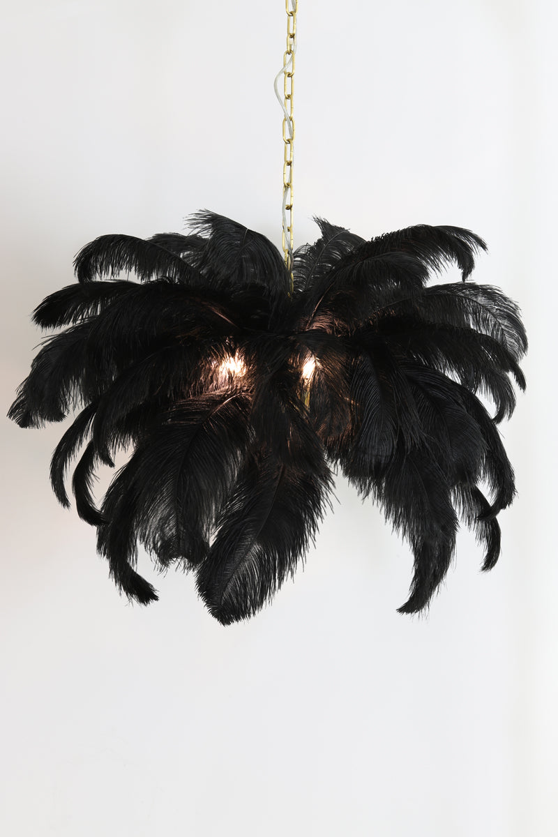 Luxurious Feather Gold & Black Chandelier - E14 Ø80 cm