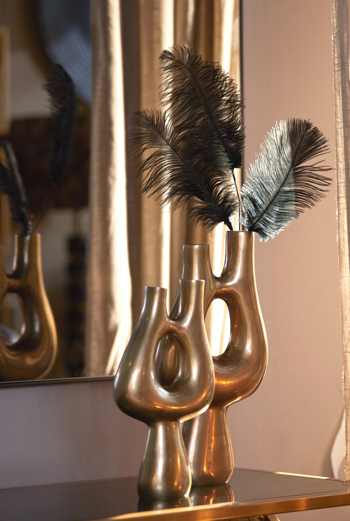 Elegant Antique Bronze Kotani Vase - 20x5.5x39 cm