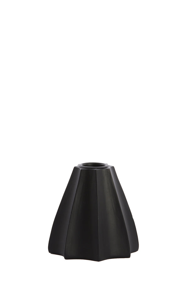 Matte Black Limni Candle Holder - 9x8.5 cm