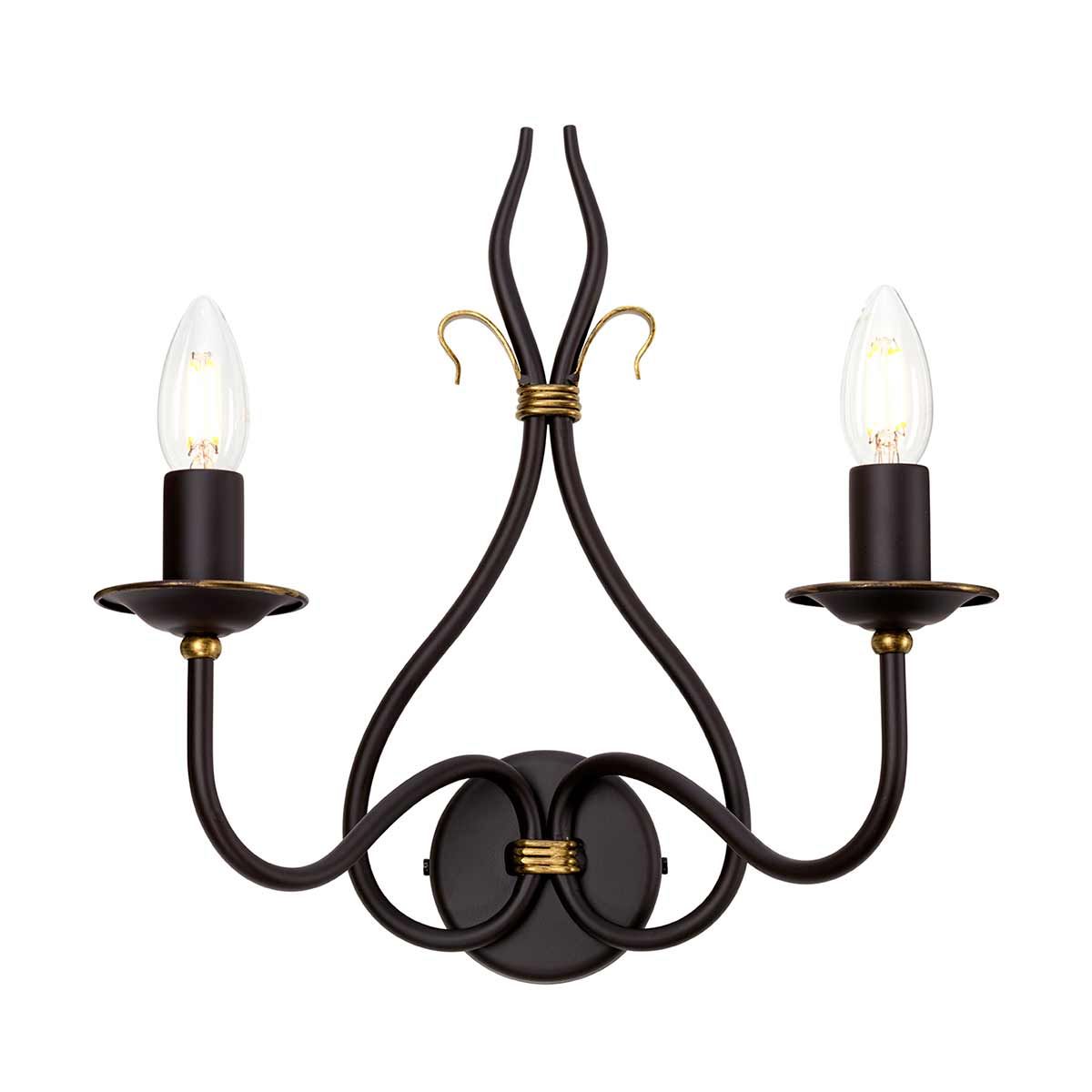Windemere Rustic Elegance Wrought Iron Double Wall Light