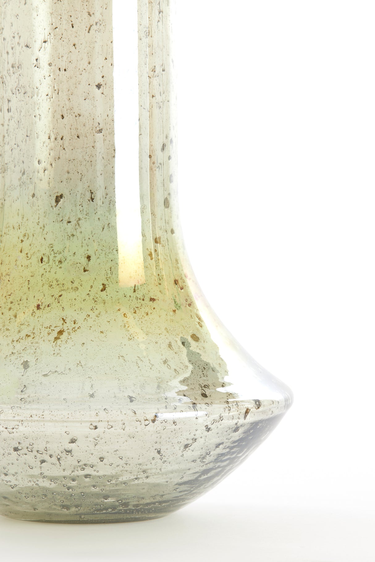 Emerald Glass Vase with Textured Stone Finish - 25x40 cm