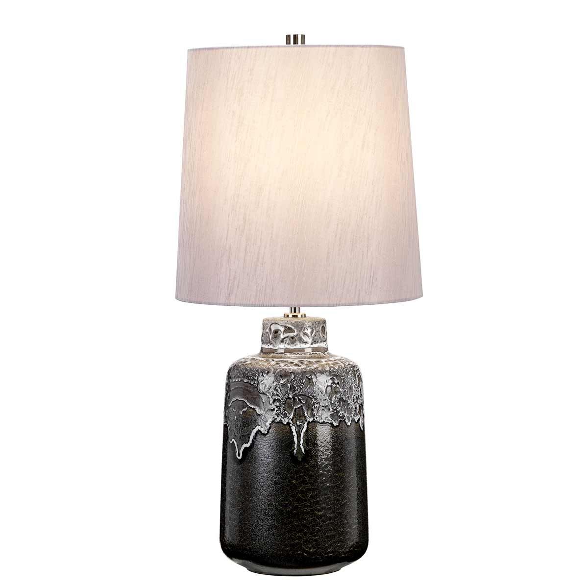 Graphite Elegance Table Lamp with Silver Linen Shade