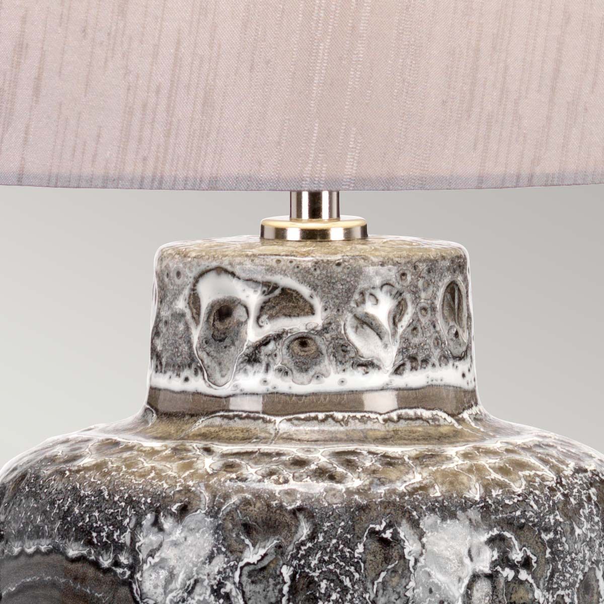 Graphite Elegance Table Lamp with Silver Linen Shade