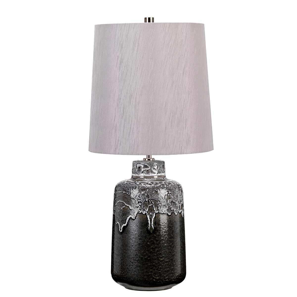 Graphite Elegance Table Lamp with Silver Linen Shade