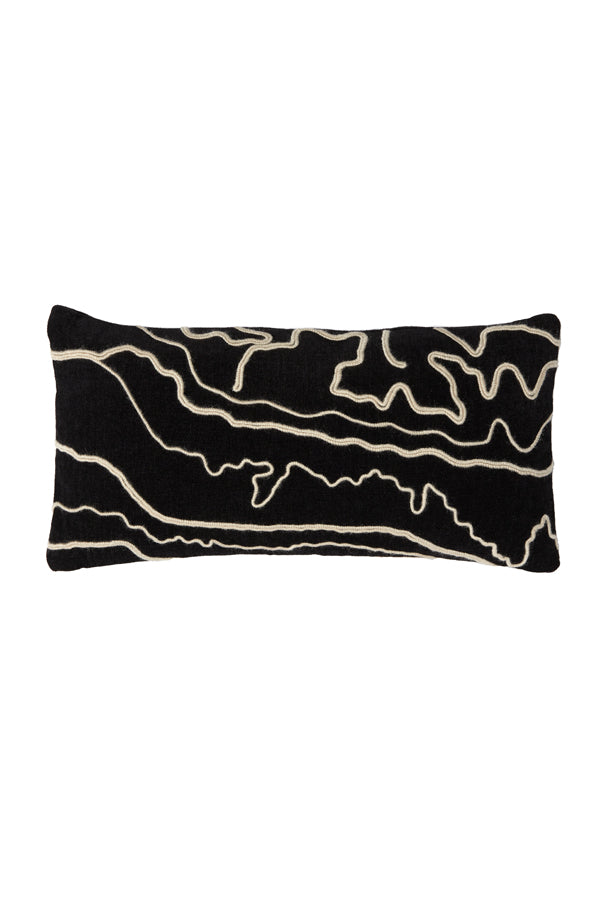 Dual-Tone Castro Cushion 60x30 cm: Black & Beige Harmony