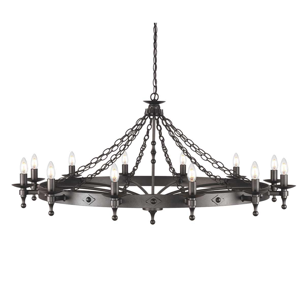 Warwick Medieval 12-Light Wrought Iron Chandelier