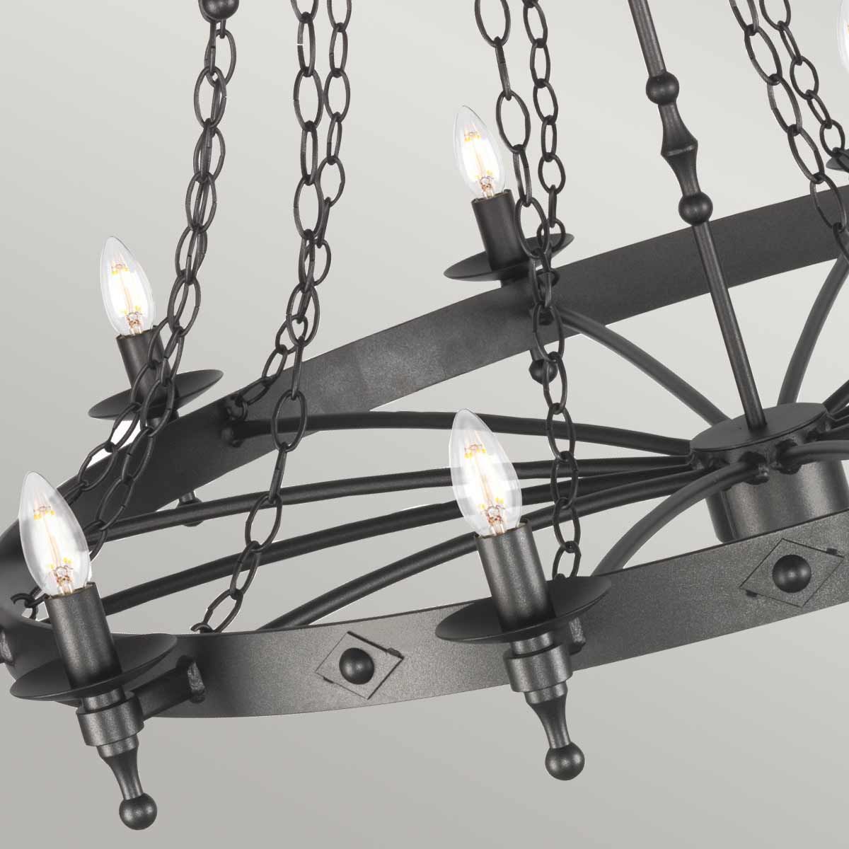 Warwick Gothic Revival 18-Light Wrought Iron Chandelier