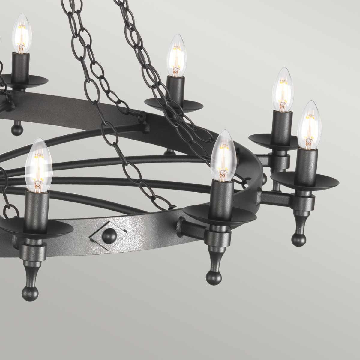 Warwick Gothic Revival 18-Light Wrought Iron Chandelier