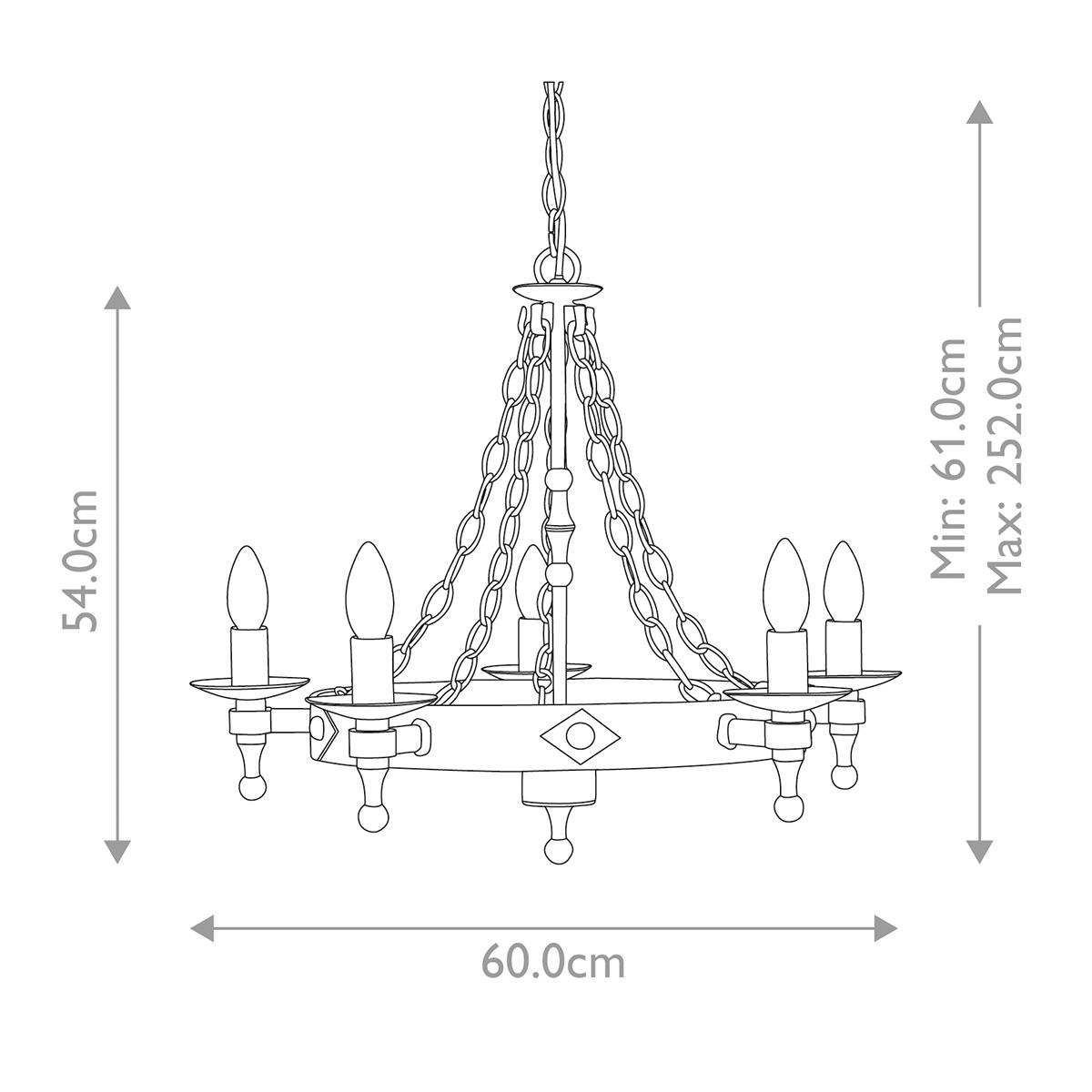 Warwick Graphite Black Wrought Iron 5-Light Chandelier