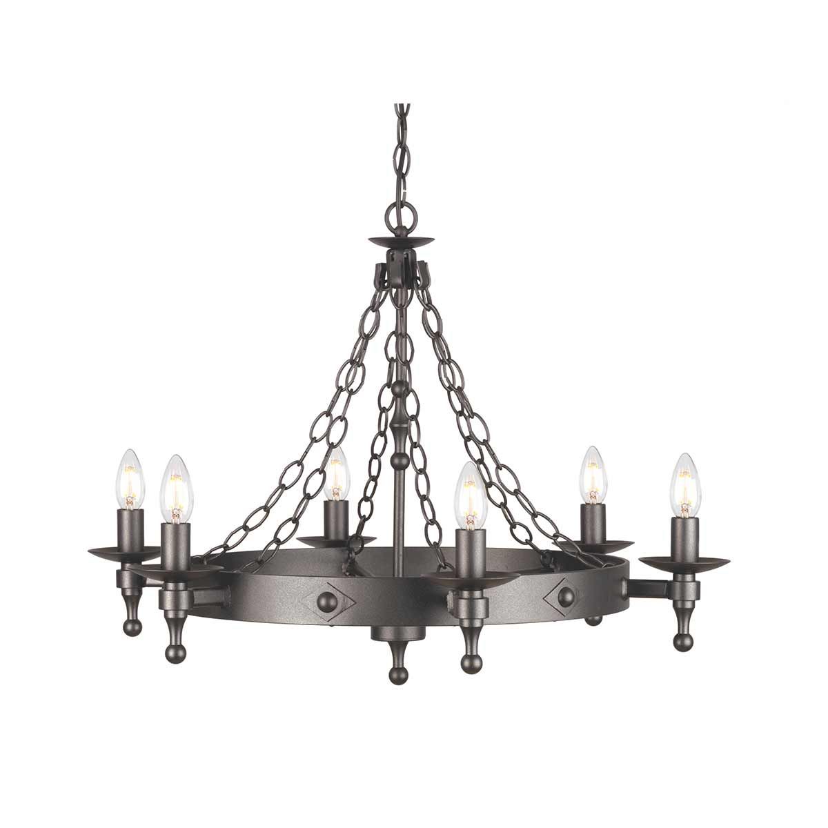 Warwick Graphite Black 6-Light Medieval-Style Chandelier