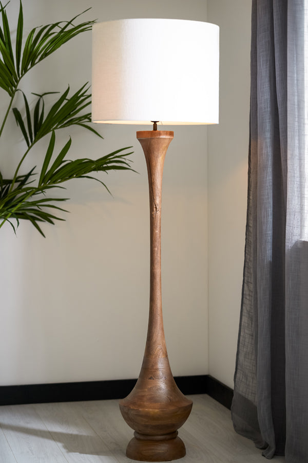 Elegant Wood Tone Floor Lamp - 130cm Matt Brown Finish