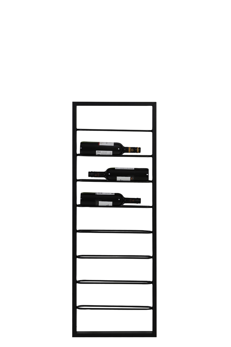 Sleek Black Macaben 8-Bottle Wine Rack, 42x6x120 cm
