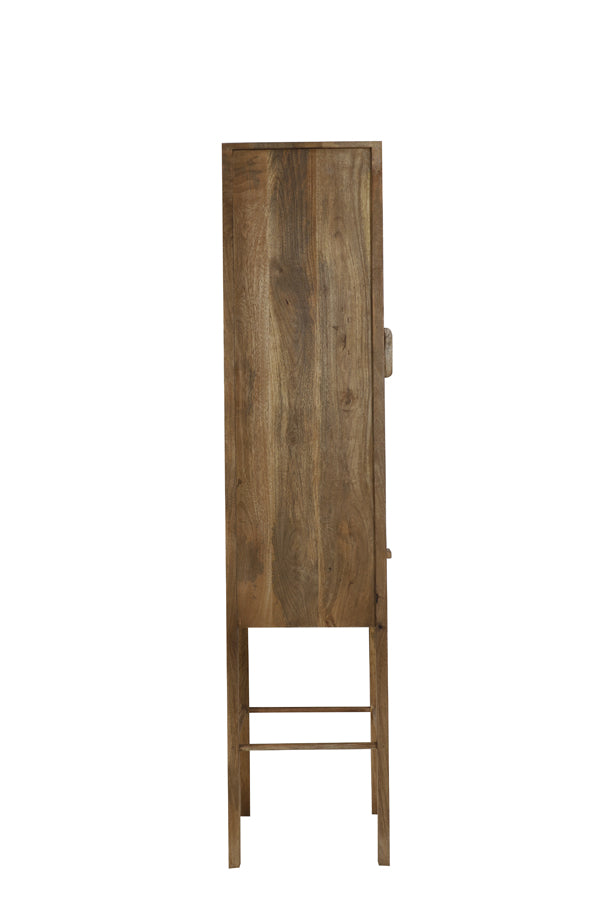 Tall Nipas Wood Cabinet with Drawer - Brown Finish, 45x40x180 cm