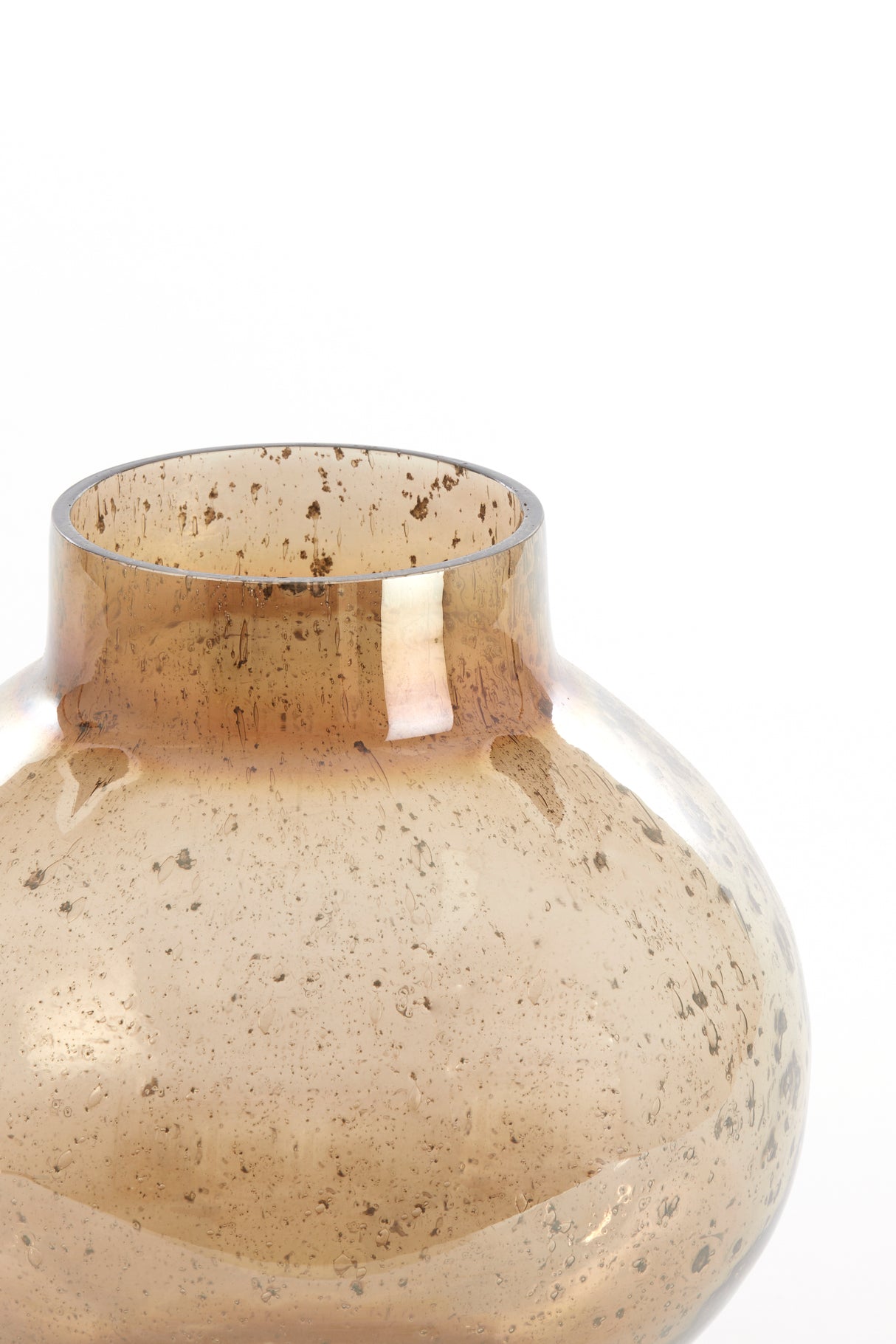 Amber Dusit Glass Vase with Stone Finish - 26x30 cm