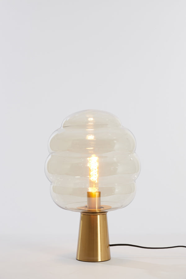 Artisan Amber Mist Glass Table Lamp with Gold Accents