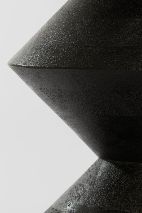 Mango Wood Round Side Table in Matte Black - 45x60 cm