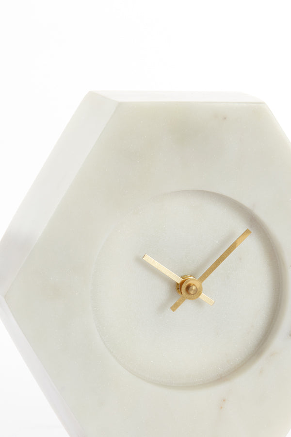 Elegant Chere White Marble Clock 19x6.5x19 cm