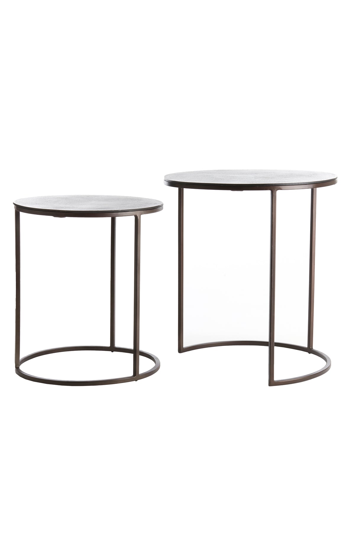 Dark Brown Talca Nesting Side Tables - Set of 2 (Ø41x46 & Ø49x52 cm)