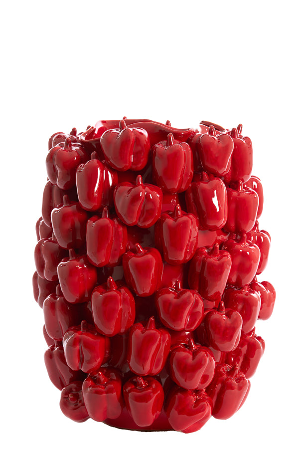 Shiny Red Ceramic Bellpepper Vase 35x33x47cm Decorative Piece