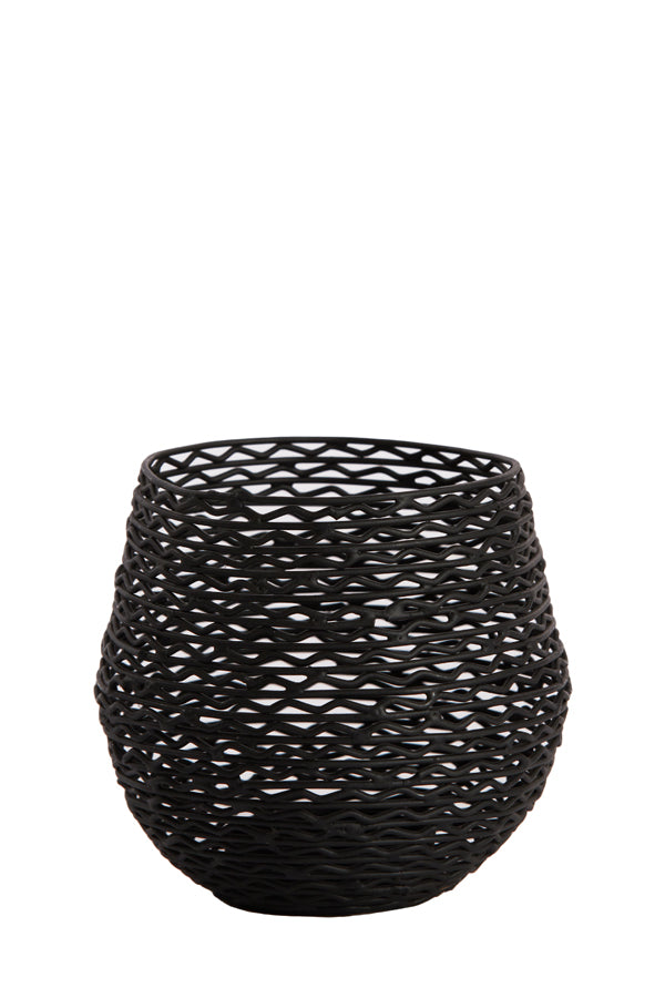 Elegant Sabani Matte Black Tealight Holder - 10x9.5 cm