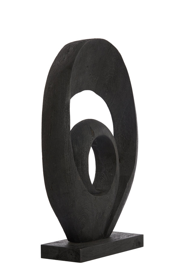 Sculptural Wooden Ornament in Matte Black Finish, 40x14x60 cm