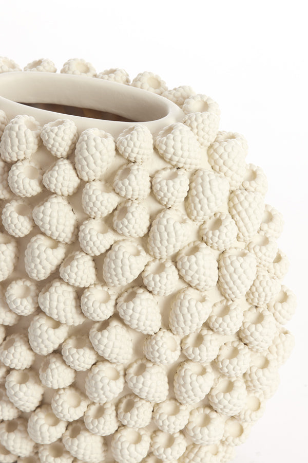 Elegant Raspberry Cream Vase 44.5x22x35 cm