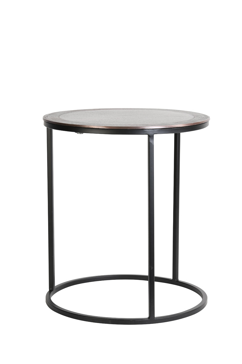 Set of Two Nesting Side Tables Ø40x45 cm and Ø50x52 cm in Ant Copper and Black Finish